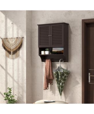 2-Door Wall Mounted Bathroom Medicine Cabinet with Towel Bar