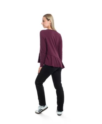 Women's Raglan Long Sleeve Asymmetric Peplum