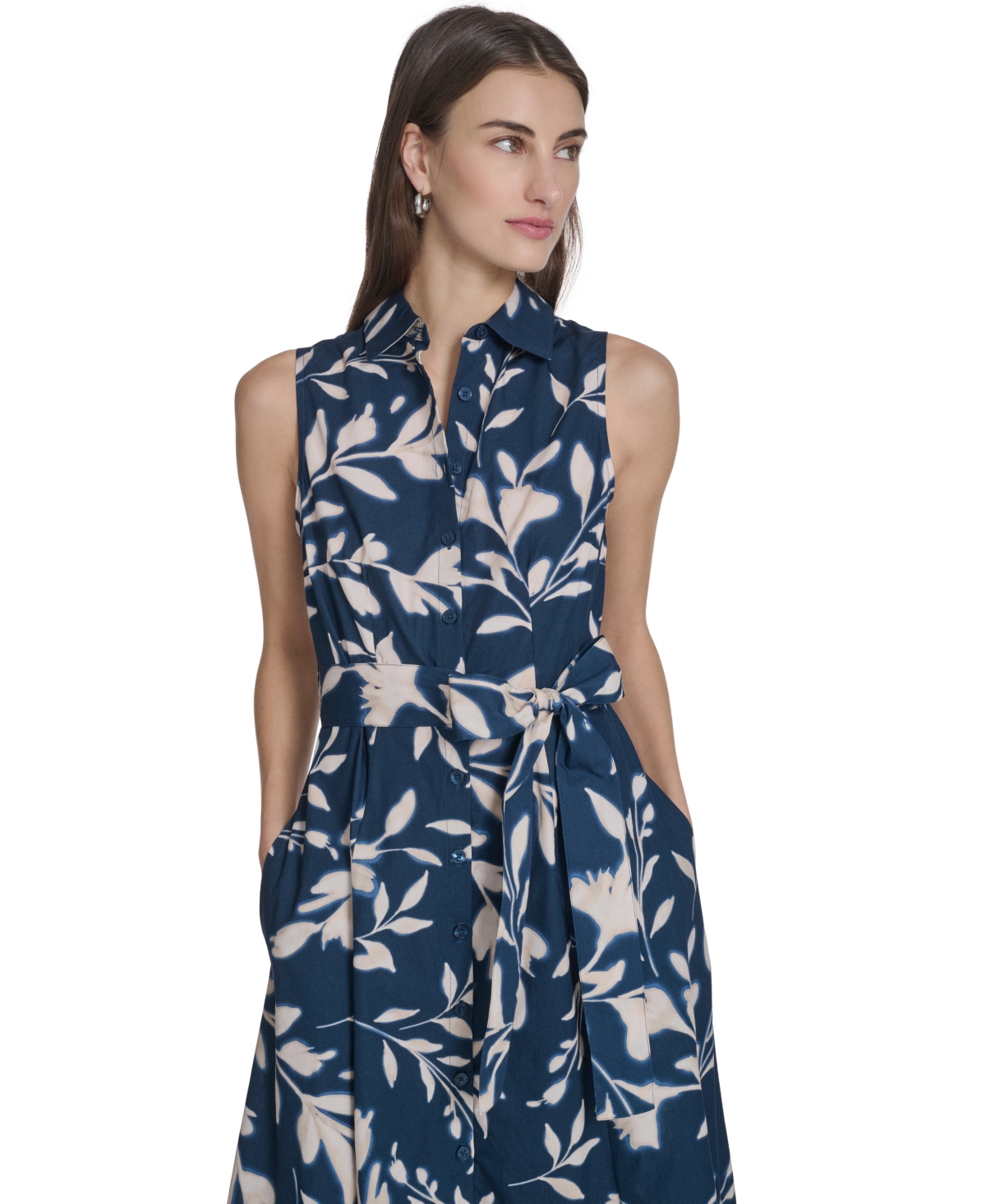 Calvin Klein Women's Collared Floral Midi Dress