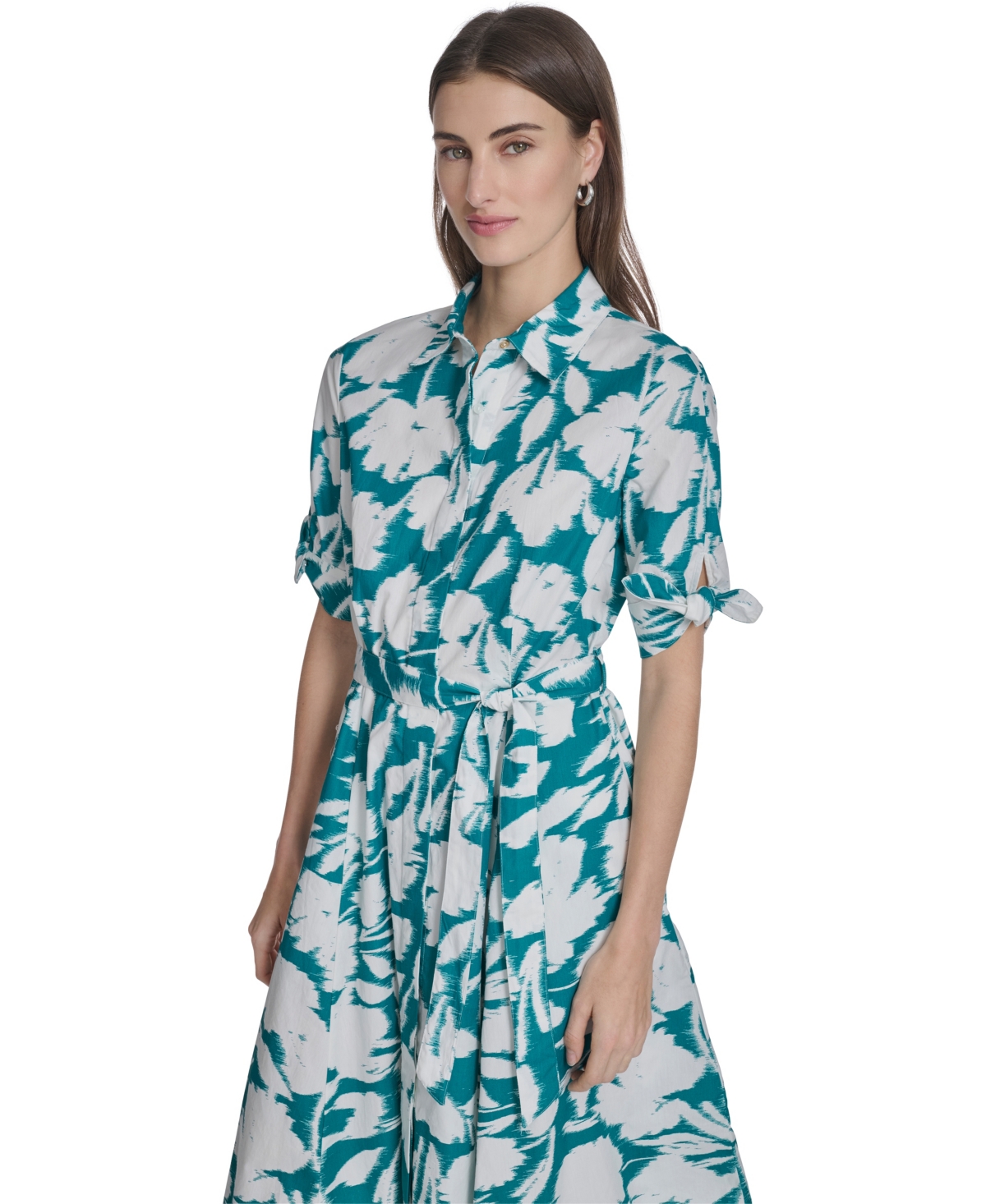 Calvin Klein Women's Floral Tie Sleeve Dress
