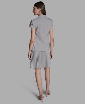 Women's Peak Lapel Collar Plaid Double-Breasted Jacket