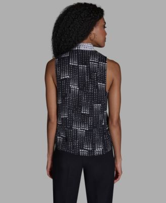 Women's Printed V-Neck Sleeveless Blouse