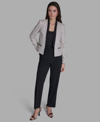 Women's Stand-Up Collar Open-Front Textured Jacket