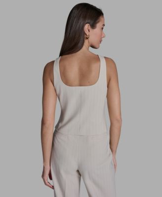 Women's Pinstripe Button-Front Vest