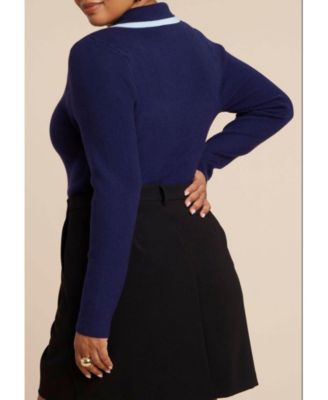 Women's Plus Size Double Collared Sweater