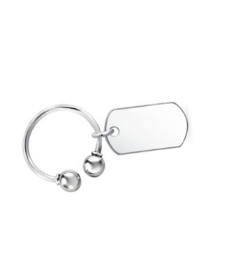 Dog Tag ID Keychain Horseshoe Key Ring Secure Ball-Screw Tip .925 Sterling Silver