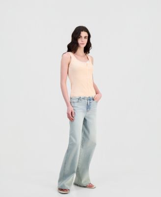 Juniors' Layered Button-Front Tank Top