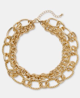 Chunky Chain Layered Collar Necklace, 15-1/2" + 3" extender
