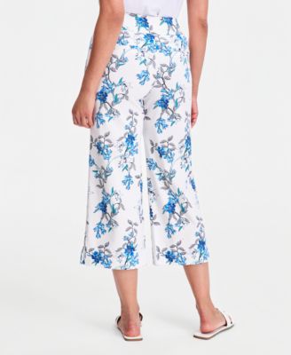 Women's Floral-Print Wide-Leg Capri Pants