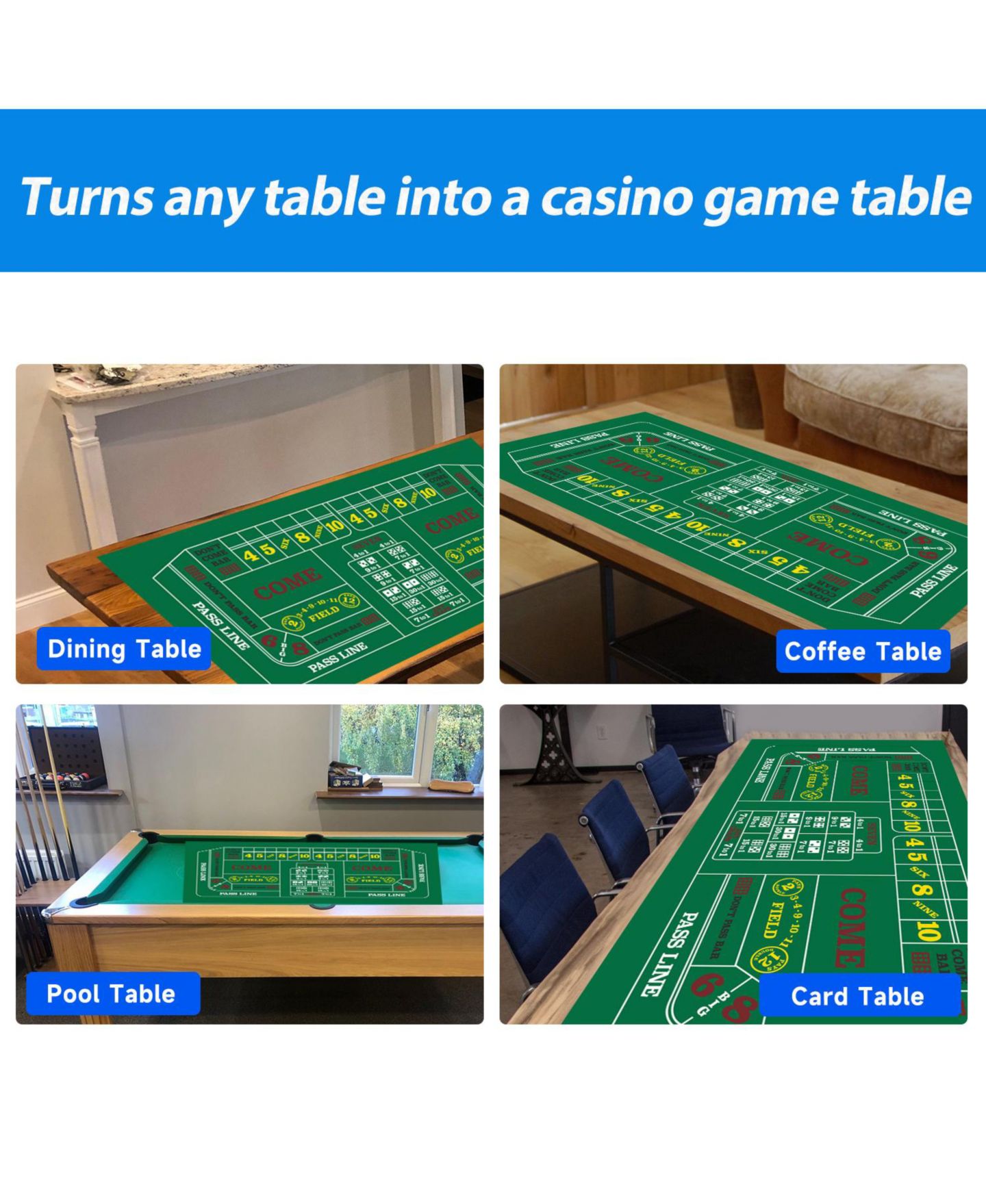 Детская настольная игра GSE Games & Sports Expert Texas Hold'em Poker Felt Board Game, от 14 лет, цвет: Craps — фото 4