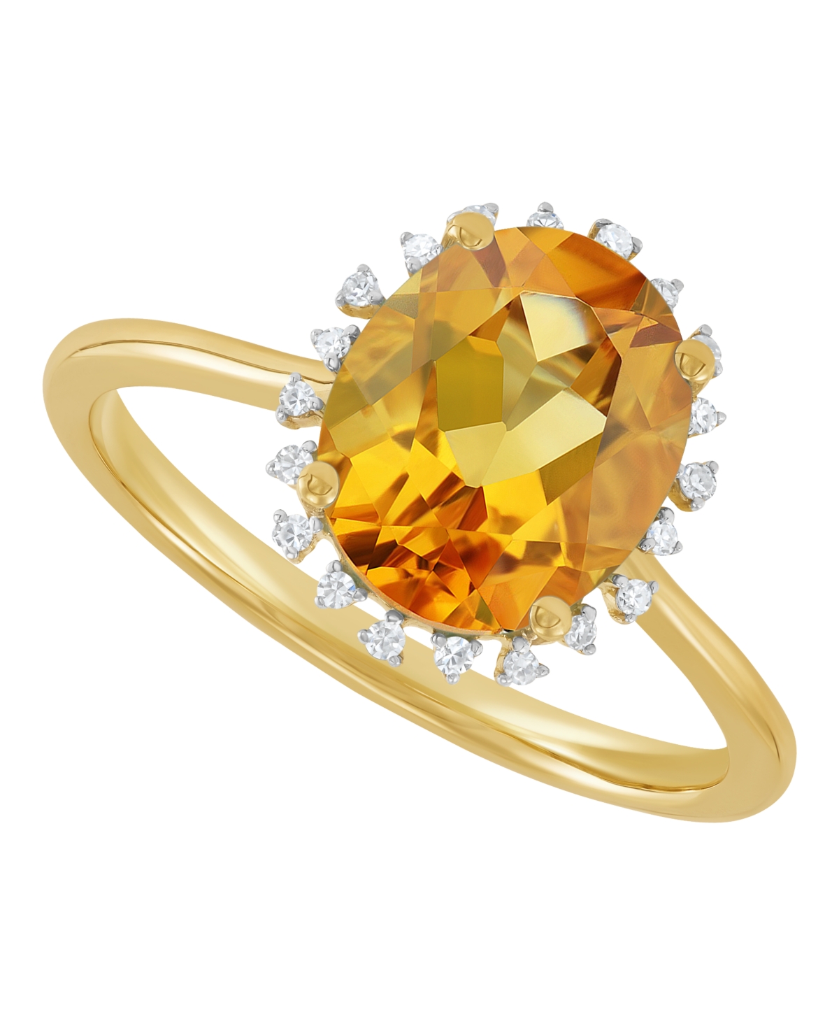 Macy's Citrine (2-1/5 ct. t.w.) & Diamond Accent Ring in 10K Yellow Gold (Also Available in Blue Topaz, Amethyst, Peridot, Garnet) - Citrine