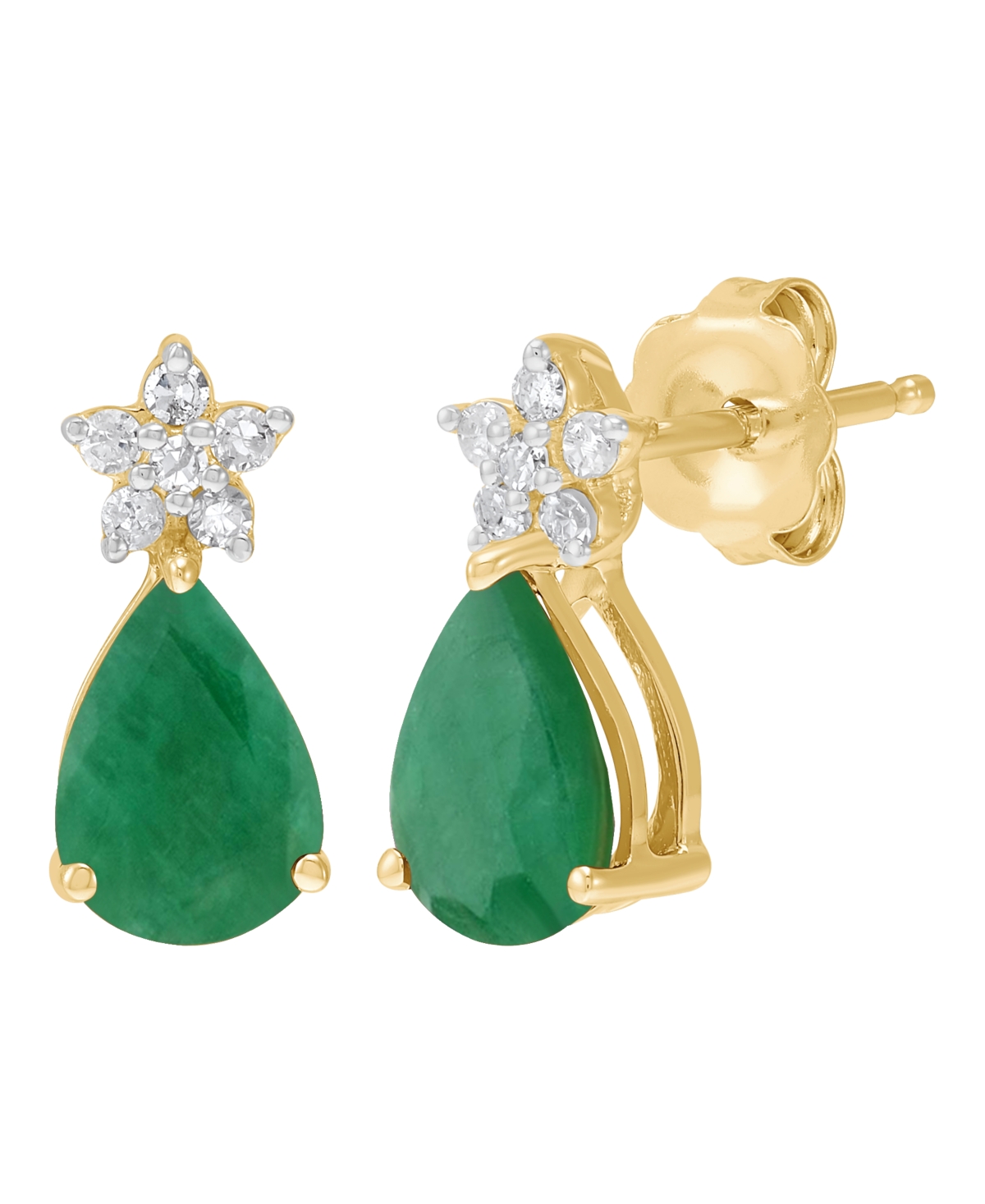 Macy's Sapphire (1-3/4 ct. t.w.) & Diamond (1/10 Drop Earrings 10k Yellow Gold (Also Available Emerald, Ruby)