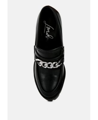 Womens Y2K Chunky High Block Heeled Loafers