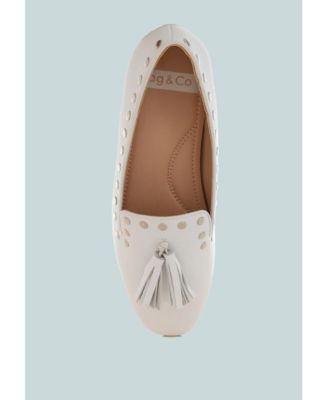 Rag and Co Womens Philoha Studs and Tassels Detail Flat Loafers
