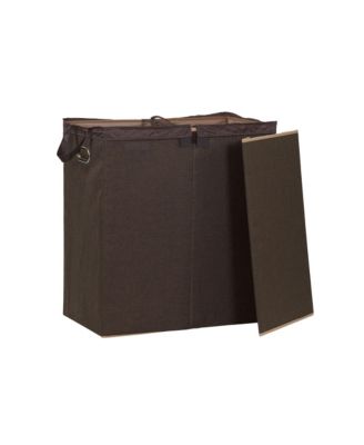 Double Laundry Hamper with Lid, Brown Linen