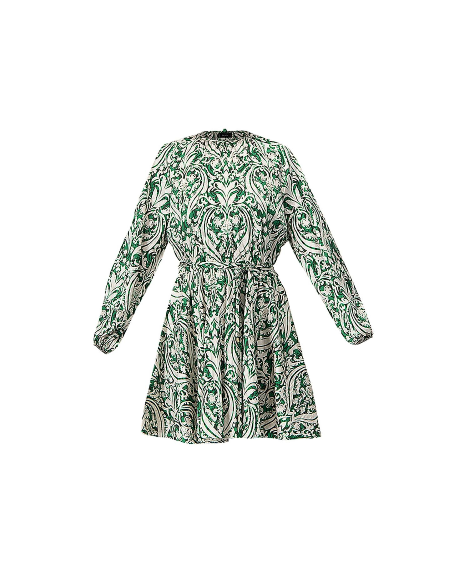 Women's Baroque Print Mini Dress with Belted Waist
