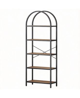 5 Tier Arched Bookshelf - Modern Design, Sturdy Metal Frame, Multi-Functional