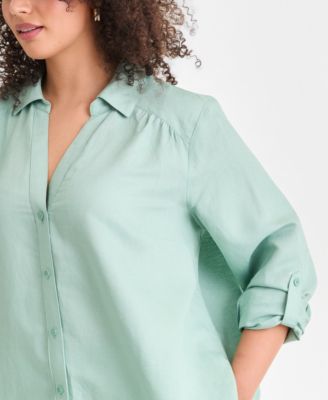 I.N.C. International Concepts Plus Size Linen-Blend Tunic, Exclusively at Macy's