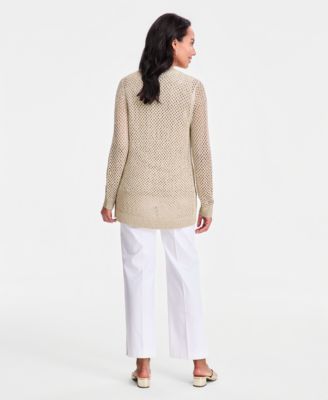 March Hero Look - Women's Novelty Open-Work Tank Top, Open-Work Open-Front Cardigan & Wide-Leg Pants