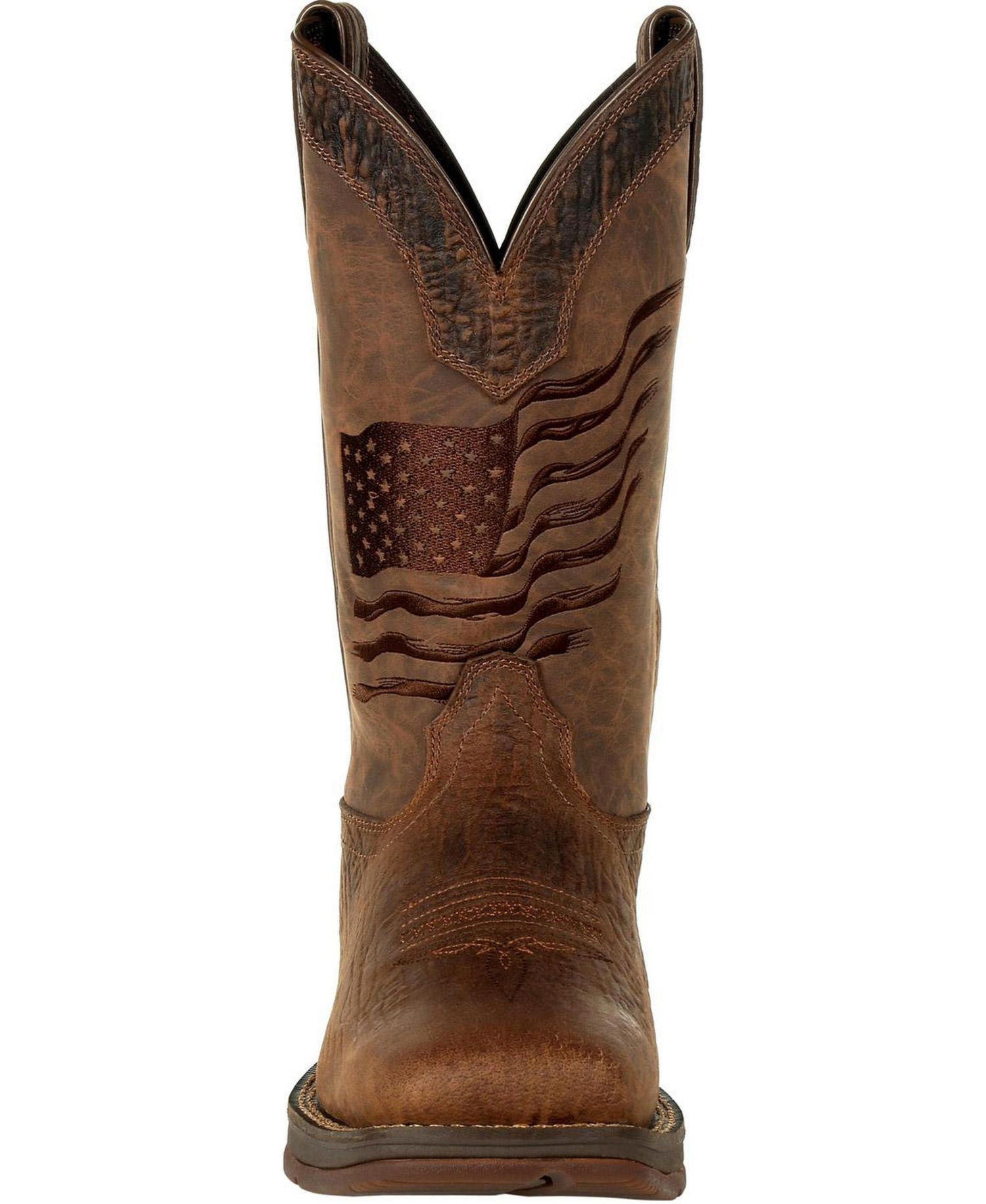 Men's Rebel by Brown Distressed Flag Embroidery Western Boot