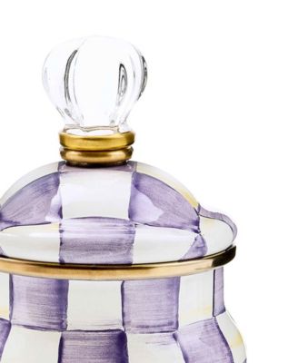 Violet Check Lidded Handmade Sugar Bowl