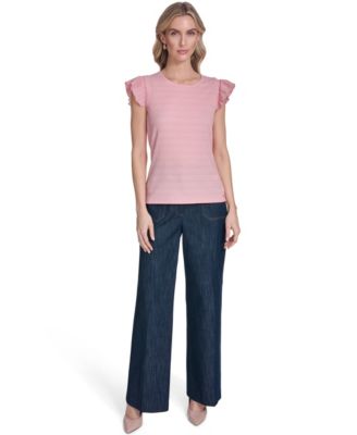 Women's Flutter-Sleeve Crew Neck Top