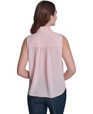 Women's Sleeveless Tie Neck Blouse