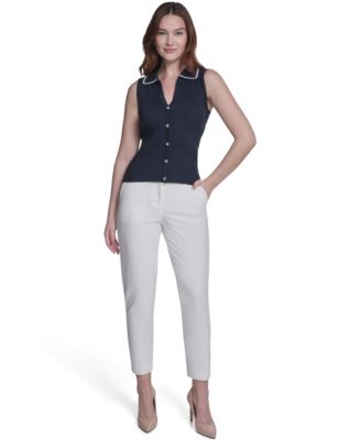 Women's Sleeveless Collared Sweater