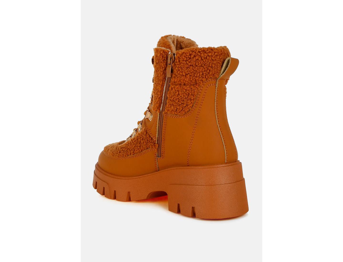 Женские ботинки London Rag Wellerman Faux Fur Detail Chunky Hiker, цвет: Бежевый / Хаки — фото 7
