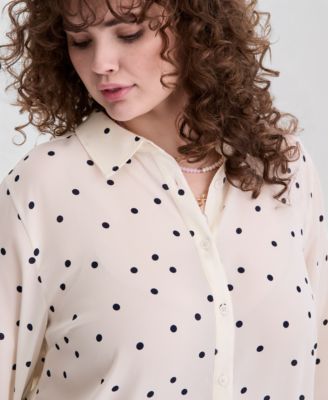 Trendy Plus Size Marjorie Dot Silky Shirt