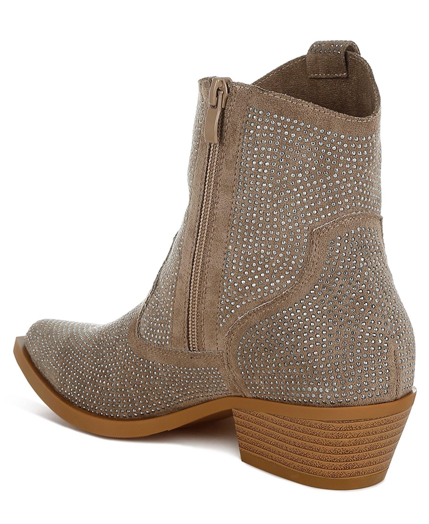 Женские ботинки Rag & Co Costello Rhinestones Embellished Cowboy, цвет: Бежевый / Хаки — фото 8