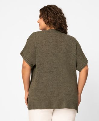 Plus Size Button Shoulder Flyaway Open Front Cardigan