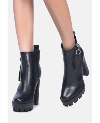 Womens High Heeled Leather Ankle Boot