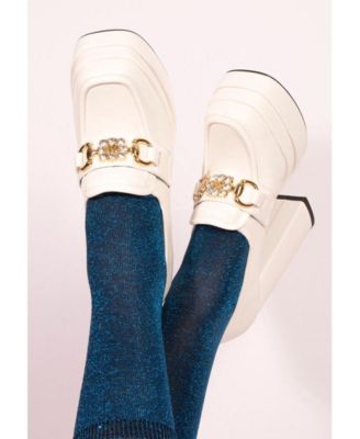 Womens Bratz Horsebit Diamante Embellished Chunky Platform Loafers