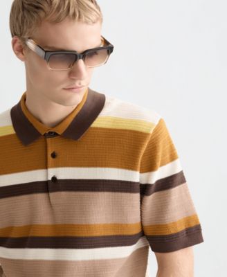 Men's Striped Knitted Polo Shirt