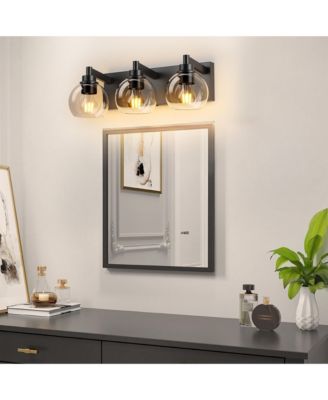 Bathroom Vanity Light,Modern 3-Light Bathroom Lighting Fixtures Over Mirror with Clear Glass Shade and Metal Base