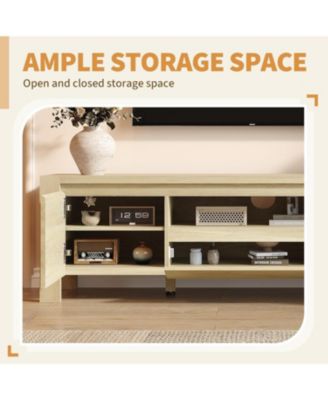 TV Stand with Doors and Cabinet, Farmhouse Entertainment Center, Entertainment Stand for TVs Up to 70"