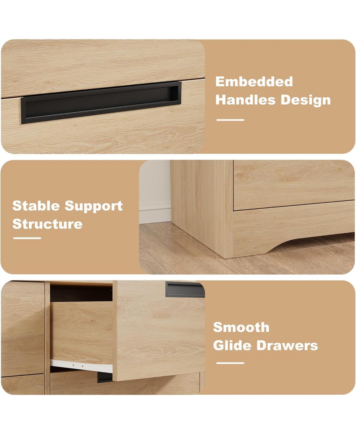 Gaomon 4 Drawer Dresser for Bedroom, Embedded Handles Design, Wooden Dresser Organizer for Living Room, Nursery, Hallway