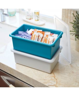Cubby Storage Bin with Lid, Blue, 10-Piece
