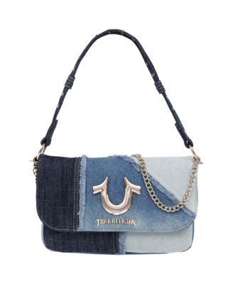 Frayed Denim Horseshoe Hobo Bag