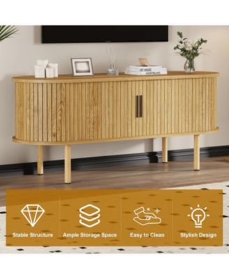 TV Stand, Modern TV Console Table with Storage Compartment and Sliding Door