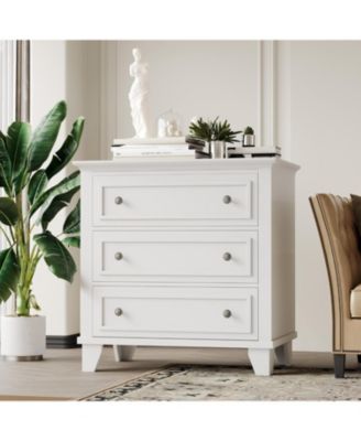 3 Drawer Dresser, Wooden Storage Chest of Drawers with Exquisite Metal Handles, Small Storage Cabinet, Modern Design Dresser