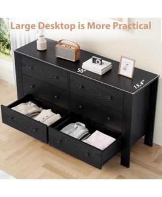 Oak 6 Drawer Dresser for Bedroom, Modern Wide Dresser Organizer with Storage Drawers, Entryway