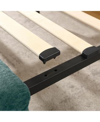 Streamdale King Size Upholstered Bed Frame with Chenille Fabric Headboard - Blue/Green