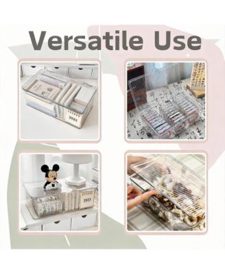 Set of 3 Clear Acrylic Storage Bins with Hinged Lid for Home & Office 3 Pack