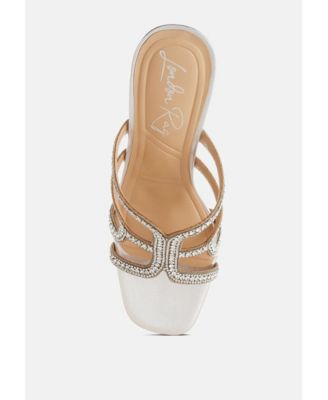 Womens Caqueta Metallic Rhinestone Clear Wedge Sandals
