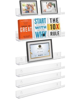 6 Pack Clear Wall Mounted Storage Shelves - for Home, Bathroom & More