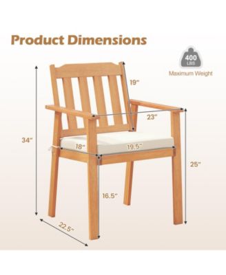 2-Piece Acacia Wood Patio Dining Chairs for Outdoor Use