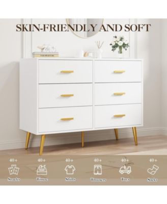 Console Table with 6-Drawer,Tall Dresser for Bedroom, Storage Dresser Organizer Units for Closet Living Room Hallway