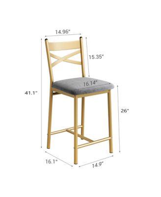 26" Counter Height Bar Stools Set of 4, Upholstered Bar Chairs with Back, Thick Cushion, Modern Counter Height Barstools